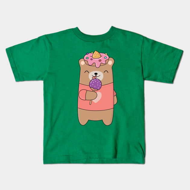 Cute and Kawaii Brown Bear T-Shirt Kids T-Shirt by happinessinatee